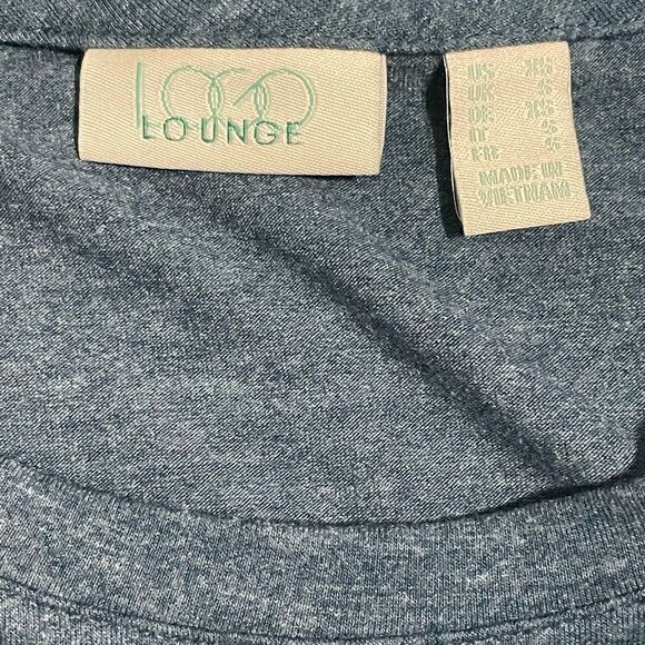 LOGO Lounge Lori Goldstein Blue Jersey Knit Top Chiffon Ruffled Hem, Size XS - Picture 3 of 10